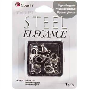 Cousin Stainless Steel Elegance Beads & Findings - Lobster Claw Clasps 7/Pkg