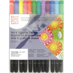 KURETAKE ZIG ART & GRAPHIC TWIN 12 COLOURS SET "Bright"