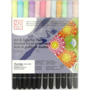 KURETAKE ZIG ART & GRAPHIC TWIN 12 COLOURS SET "Pastel"