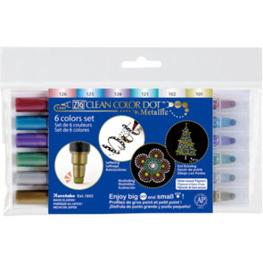 KURETAKE ZIG Clean Color Dot -  Twin Metallic -  6 Colour Set