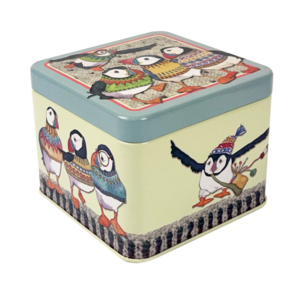 Emma Ball Woolly Puffins...Small Square Tin