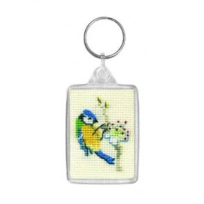 Textile Heritage Cross Stitch Kit Key Ring - Bluetit
