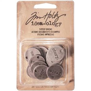 Idea-Ology Tim Holtz Metal Typed Tokens 24/Pkg