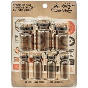 Idea-Ology Tim Holtz Corked Glass Vials 7/Pkg - Apothecary Amber
