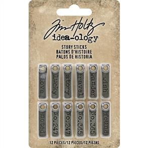 Idea-Ology Tim Holtz Metal Story Sticks 0.25"X1" 12/Pkg