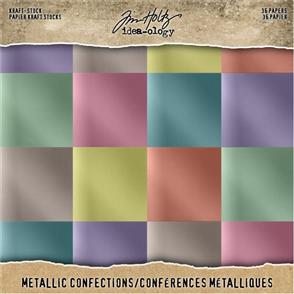 Idea-Ology Tim Holtz Paper Stash Kraft Metallic Confections Paper Pad 8" x 8" 36/Pkg