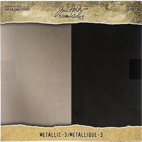 Idea-Ology Tim Holtz  - Kraft Metallic Paper Pad 8"X8" - Metallic