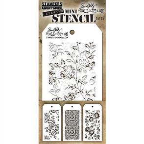 Stampers Anonymous Tim Holtz 3/pk Mini Layering Stencils - Set 25