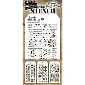 Stampers Anonymous Tim Holtz 3/pk Mini Layering Stencils - Set 41