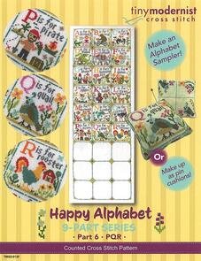 Tiny Modernist Cross Stitch Pattern - Happy Alphabet Part 6: P Q R
