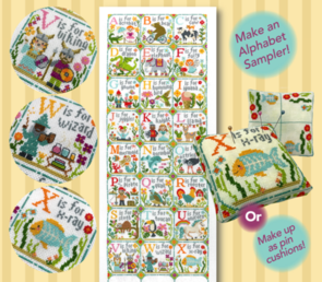 Tiny Modernist Cross Stitch Pattern - Happy Alphabet: V W X