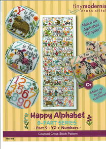 Tiny Modernist Cross Stitch Pattern - Happy Alphabet Part 9: Y Z + Numbers