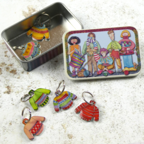 Emma Ball Jumper Stitch Markers in a  Knitter Tin (T140)