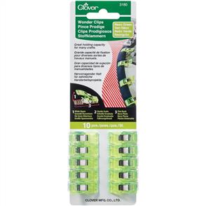 Clover Wonder Clips 10/Pkg (Neon Green)