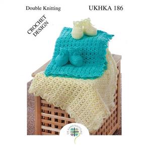 UKHKA Pattern 186 Crochet Blanket and Bootees