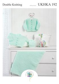 UKHKA Pattern 192 - Cardigans, Blanket and Hat