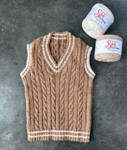 Alpaca Yarns Tweedie Sox Cable Vest Knitting Pattern / Kit