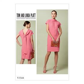 Vogue Pattern Misses' Lined Shift Dress with Back Drop-Collar and Tie V1544