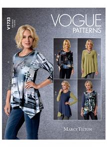 Vogue Pattern 1733 Misses' Shaped-Hemline Tops V1733