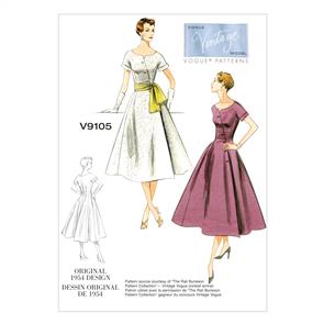 Vogue Pattern Misses' Dress and Sash V9105