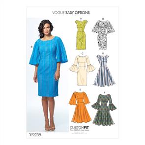 Vogue Pattern Misses' Princess Seam Dresses with Sleeve and Skirt Variations V9239