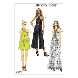 Vogue Pattern Misses' Criss-Cross Halter Romper and Jumpsuit with Length Variations V9259