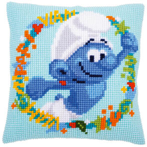 Vervaco Cross Stitch Cushion Kit - The Smurfs Hefty