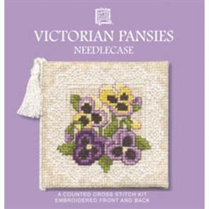Textile Heritage Cross Stitch Kit Needle Case - Victorian Pansies