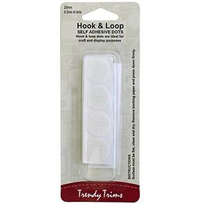Trendy Trims Hook & Loop Self Adhesive Dots (White - 20mm) 8sets/Pkg