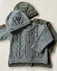 The Kiwi Stitch & Knit Co Abby Cardigan & Hat 8ply