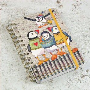Emma Ball Wooly Puffins Wiro Notebook with Pockets