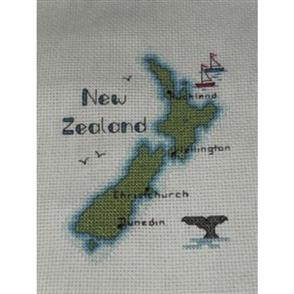 Lyn Manning Cross Stitch Kit: Map of New Zealand