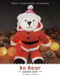 West Yorkshire Spinners Bo Bear Santa Suit - Crochet Pattern / Kit