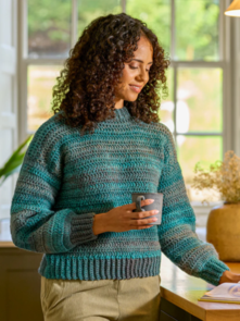 West Yorkshire Spinners Retreat Twist - Raine Crew Neck Jumper - Crochet Pattern / Kit