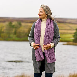 West Yorkshire Spinners Croft Aran – Maeve - Cable Scarf - Knitting Pattern / Kit