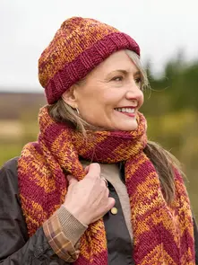 West Yorkshire Spinners Croft Aran & DK – Roisin -  Chevron Hat & Scarf - Knitting Pattern / Kit