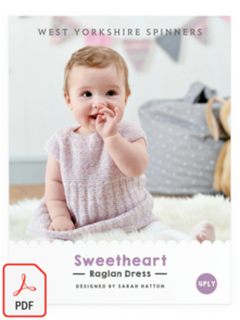 West Yorkshire Spinners Sweetheart Raglan Dress in Bo Peep 4ply - Knitting Pattern