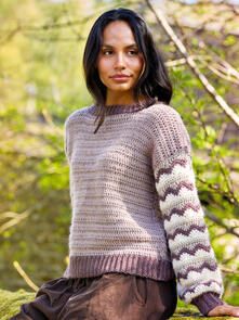 West Yorkshire Spinners Fable Aran - Una Crochet Zig Zag Sleeve Jumper - Crochet Pattern / Kit