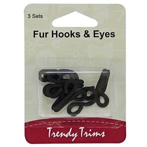 Trendy Trims Fur Hooks & Eyes (Black) 3sets/Pkg