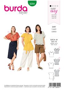 Burda Style Pattern 6204 Misses' Blouse Shirt – Over-cut Shoulders – 
V-neck in Front or Back