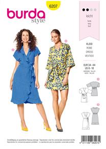 Burda Style Pattern 6207 Misses' Wrap Dress with Tie Bands – 
Hem and Neckline Flounces