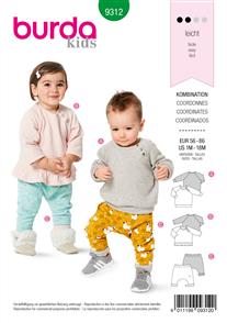 Burda Style Pattern 9312 Babies' Coordinates, Pull-On Top and Pants