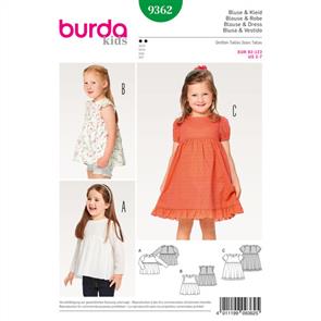 Burda Style Pattern B9362 Child Dress, Blouse and Skirt