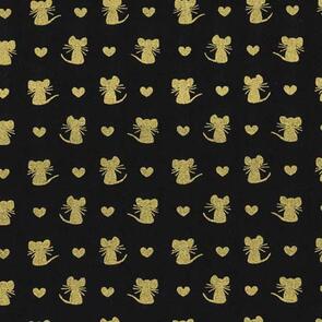 Michael Miller Glitter Critters (Metallic) Nice Mice - Black Metallic