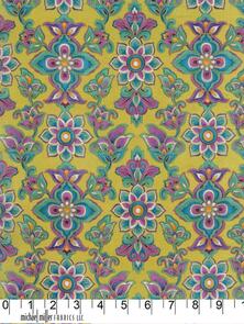 Michael Miller Catching Dreams (Metallic) Paisley Moon - Citron Metallic
