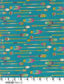 Michael Miller Catching Dreams (Metallic) Fly Free - Teal Metallic