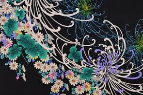 Michael Miller Winter Temple Black Kyoto Mums