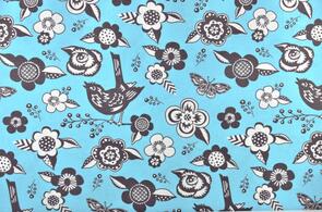 Michael Miller Woodland Delight /Paula Prass Blue Woodcut Garden