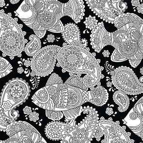 Michael Miller Color Me | Black & White /Hayley Crouse Black Fish Frenzy