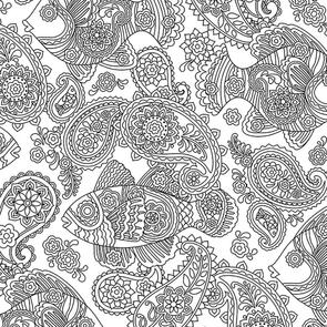 Michael Miller Color Me | Black & White /Hayley Crouse White Fish Frenzy